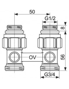 RACCORD ARRET DT ZB 1/2"M X 3/4"M OVENTROP 1015883 2
