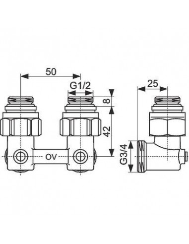 RACCORD ARRET EQ ZB 1/2"M X 3/4"M OVENTROP 1015884