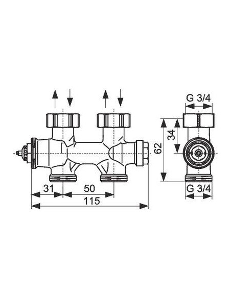 ROBINET THERMO DT G3/4 E X G3/4 M OVENTROP 1184013