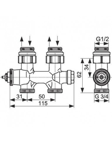 ROBINET THERMO DT G1/2 M X G3/4 M OVENTROP 1184083