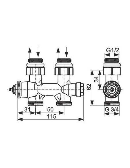 ROBINET THERMO DT G1/2 M X G3/4 M OVENTROP 1184083