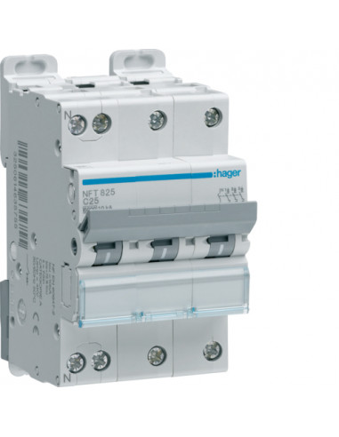 Disjoncteur 3P+N 6-10kA courbe C - 40A 3 modules HAGER NFT840