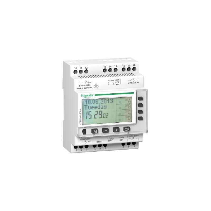 Acti9 ITA interrupteur horaire annuel 24h/7jours/année 4 canaux SCHNEIDER CCT15940