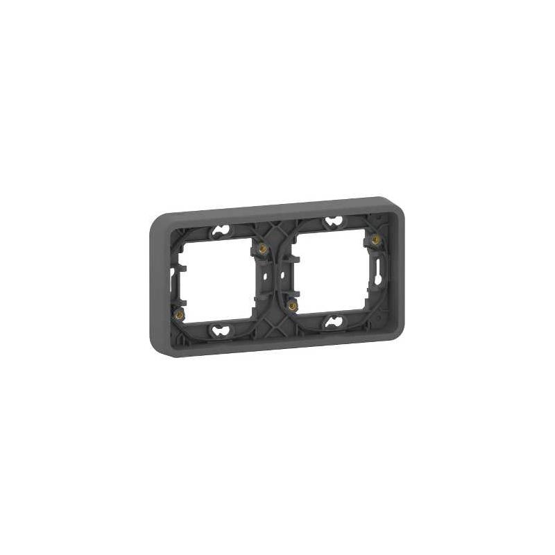Mureva Styl Cadre 2 postes horizontal encastré IP55 IK08 gris SCHNEIDER MUR34101