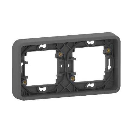 Mureva Styl Cadre 2 postes horizontal encastré IP55 IK08 gris SCHNEIDER MUR34101