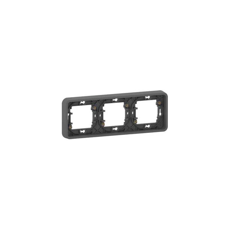 Mureva Styl Cadre 3 postes horizontal encastré IP55 IK08 gris SCHNEIDER MUR34109