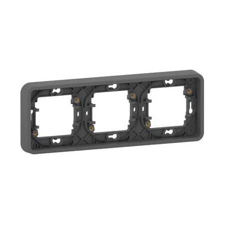 Mureva Styl Cadre 3 postes horizontal encastré IP55 IK08 gris SCHNEIDER MUR34109