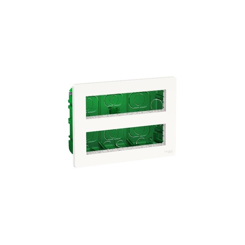 Unica boîte de concentration encastrée complète 2 rang de 8 mod Blanc anti SCHNEIDER NU171820