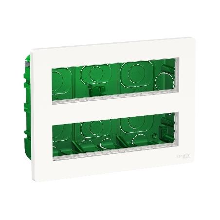 Unica boîte de concentration encastrée complète 2 rang de 8 mod Blanc anti SCHNEIDER NU171820
