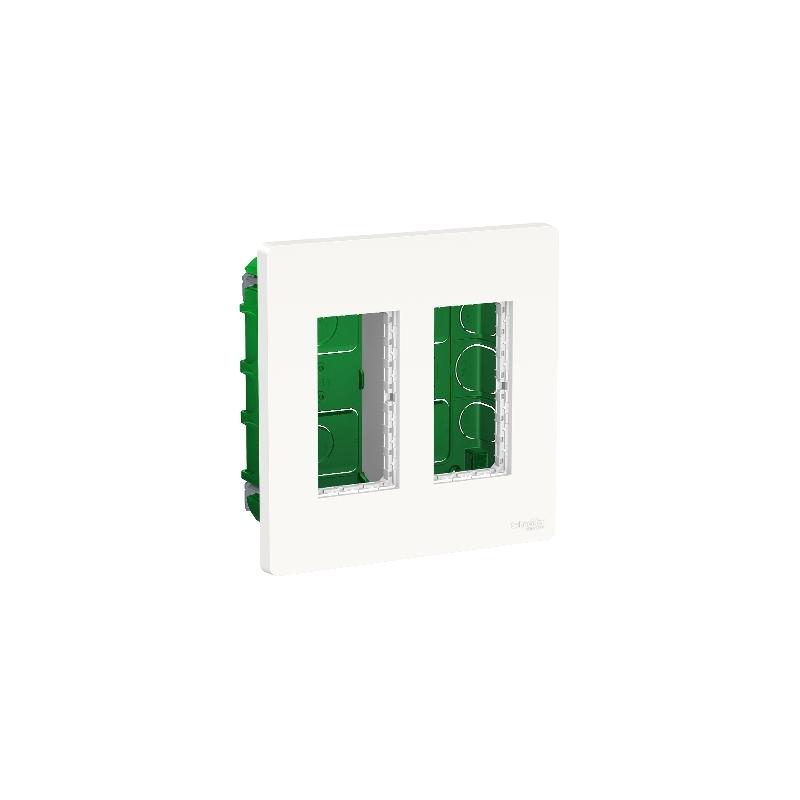 Unica boîte de concentration encastrée complète 2 col de 4 mod Blanc SCHNEIDER NU172418