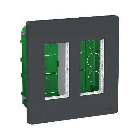 Unica boîte de concentration encastrée complète 2 col de 4 mod Anthracite SCHNEIDER NU172454