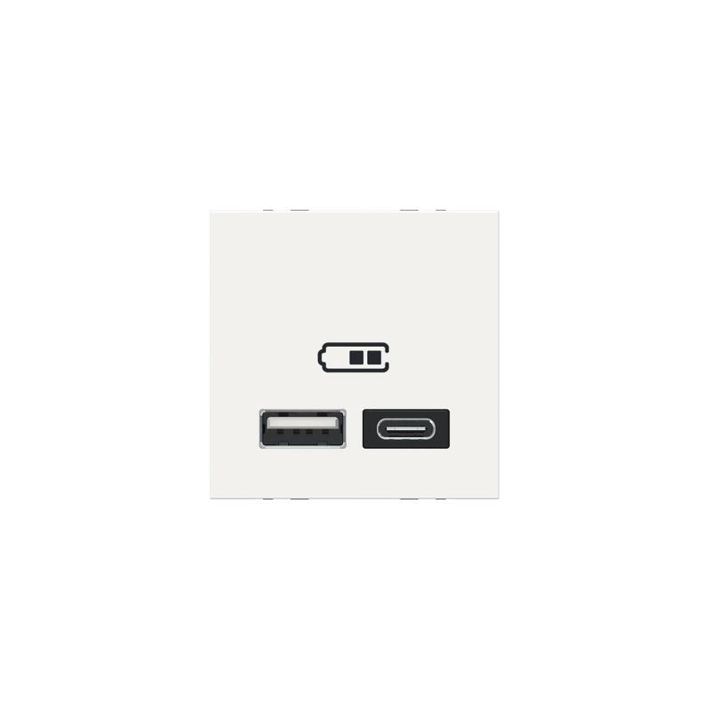 Unica chargeur USB double 5Vcc 2,4A type A+C 2 modul blanc méca seul SCHNEIDER NU301818