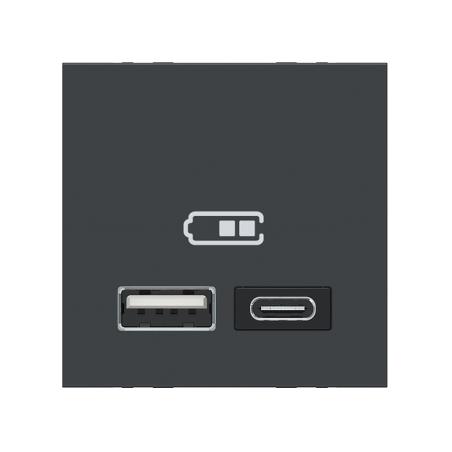 Unica chargeur USB double 5Vcc 2,4A type A+C 2 modul anthr méca seul SCHNEIDER NU301854