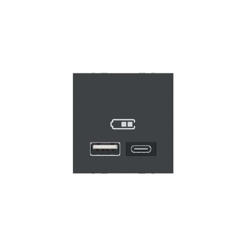 Unica chargeur USB double 5Vcc 2,4A type A+C 2 modul anthr méca seul SCHNEIDER NU301854