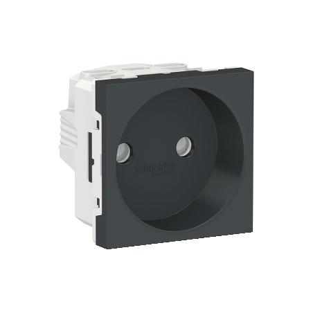 Unica prise 2P bornier à vis 2 mod Anthracite méca seul SCHNEIDER NU303354