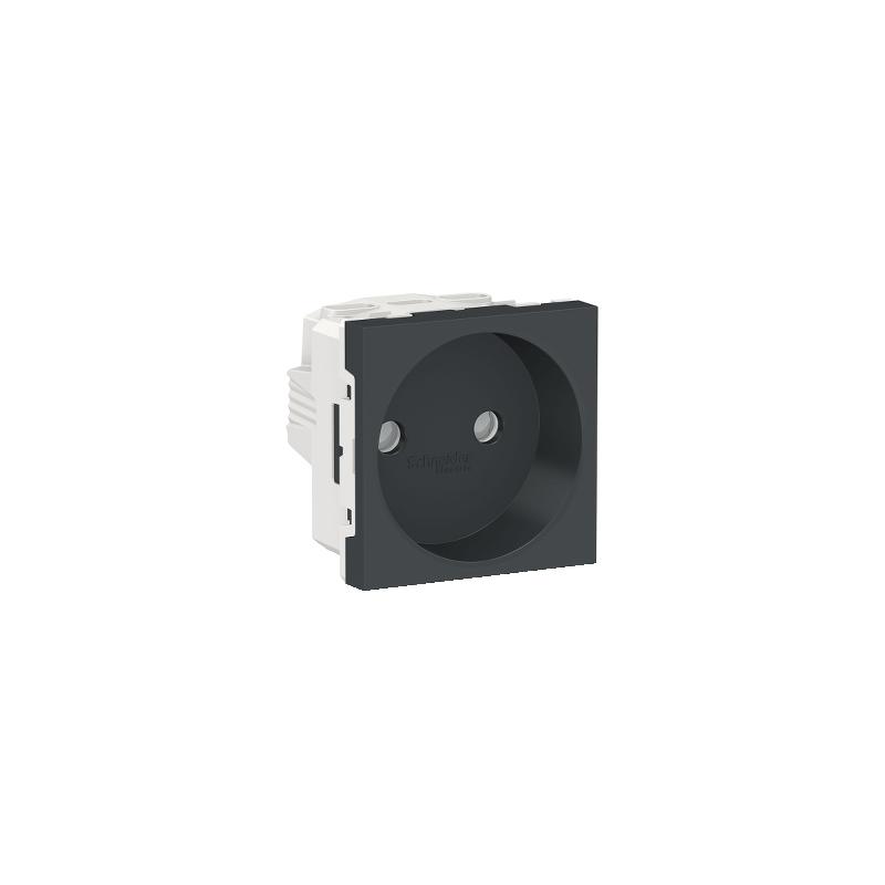 Unica prise 2P bornier à vis 2 mod Anthracite méca seul SCHNEIDER NU303354