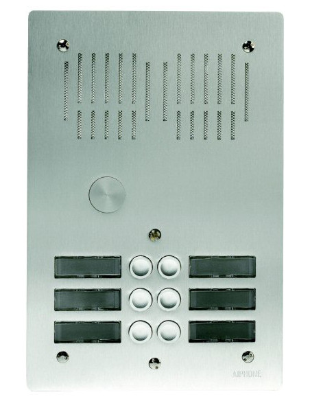 Platine de rue 6 boutons encastrée - 2 rangées hauteur 270mm PA6B AIPHONE 100902