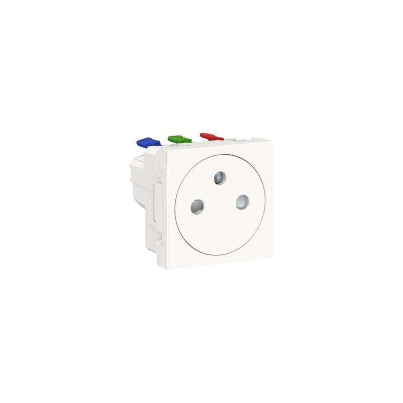 Unica prise 2P+T FR 90° goul affleur connex rap Blanc méca seul SCHNEIDER NU305218T
