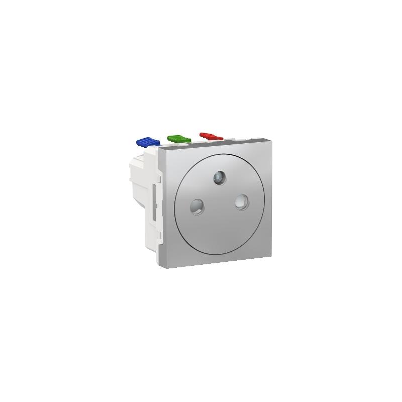 Unica prise 2P+T FR 90° affleurant raccord rapide Alu méca seul SCHNEIDER NU305230