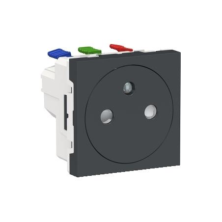 Unica prise 2P+T FR 90° affleurant raccord rapide Anthra méca seul SCHNEIDER NU305254