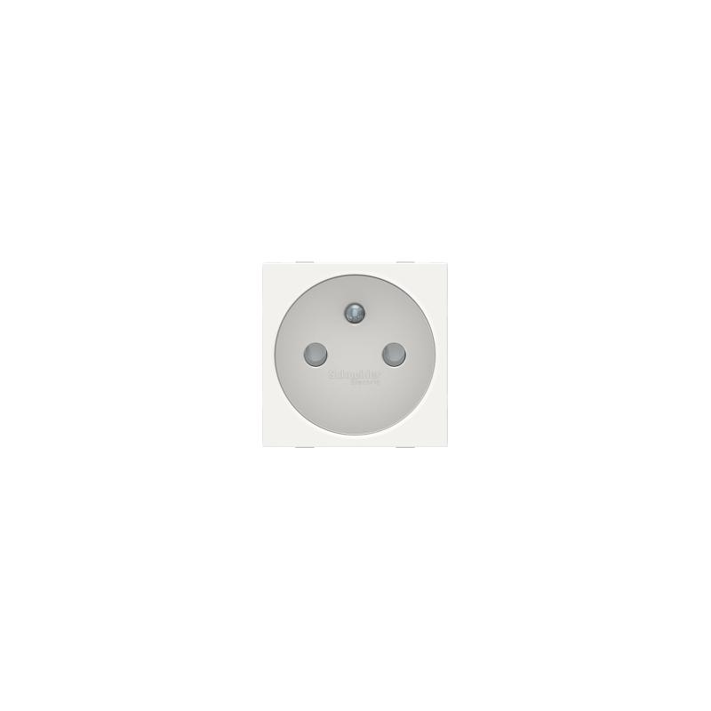 Unica prise 2P+T FR 90° raccord rapide travers Blanc anti méca seul SCHNEIDER NU305920