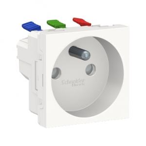 Unica prise 2P+T FR 90° goulotte connex rapid Blanc anti méca seul SCHNEIDER NU305920T 2