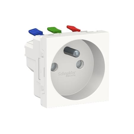 Unica prise 2P+T FR 90° goulotte connex rapid Blanc anti méca seul SCHNEIDER NU305920T