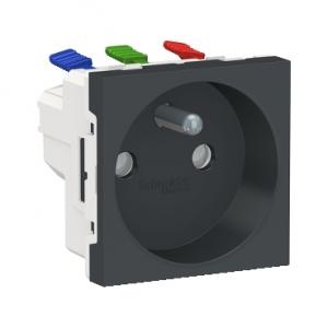 Unica prise 2P+T FR 90° raccord rapide travers Anthracite méca seul SCHNEIDER NU305954 2