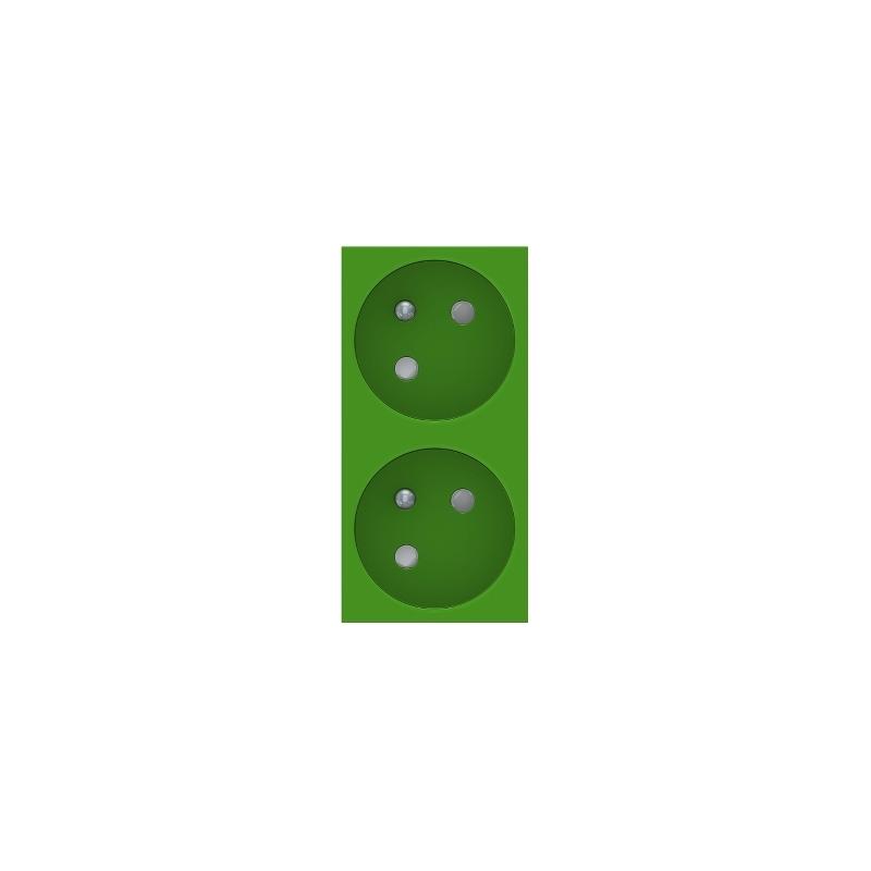 Unica prise double 2P+T FR 45° connexion rapide Vert méca seul SCHNEIDER NU306906