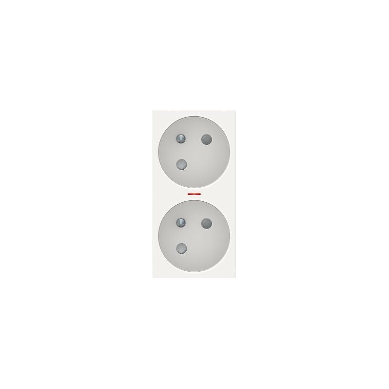 Unica prise double lum 2P+T FR 45° connexion rapide Blanc méca seul SCHNEIDER NU306918S