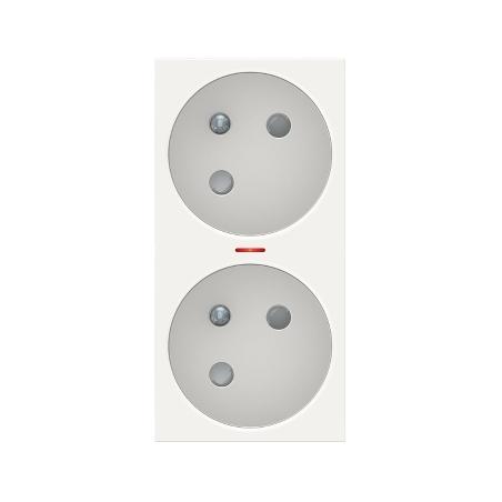 Unica prise double lum 2P+T FR 45° connexion rapide Blanc méca seul SCHNEIDER NU306918S
