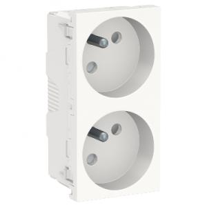 Unica prise double 2P+T FR 45° goul connex rapide Blanc méca seul SCHNEIDER NU306918T 2