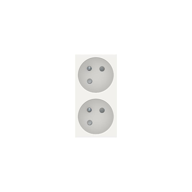 Unica prise double 2P+T FR 45° goul connex rapide Blanc méca seul SCHNEIDER NU306918T