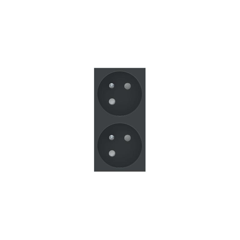 Unica prise double 2P+T FR 45° connexion rapide Anthracite méca seul SCHNEIDER NU306954