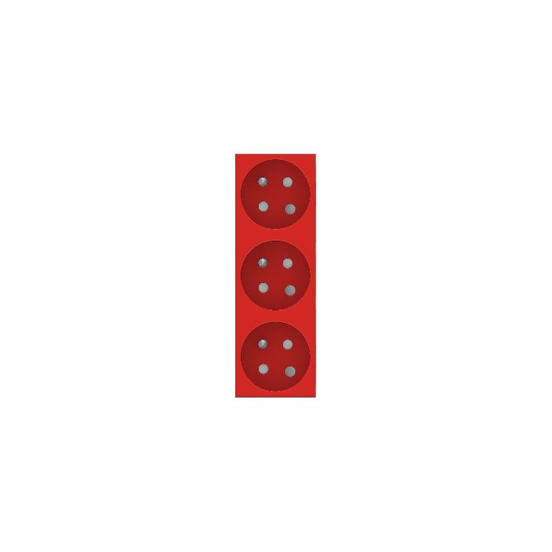 Unica prise triple 2P+T FR 45° goulotte détrompage Rouge méca seul SCHNEIDER NU307103T