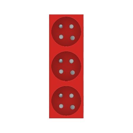 Unica prise triple 2P+T FR 45° goulotte détrompage Rouge méca seul SCHNEIDER NU307103T