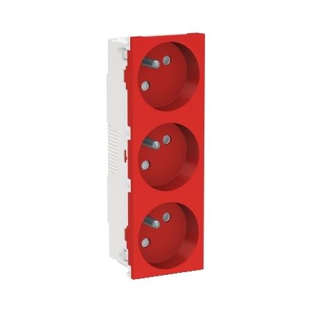 Unica prise triple 2P+T FR 45° Rouge méca seul SCHNEIDER NU307903