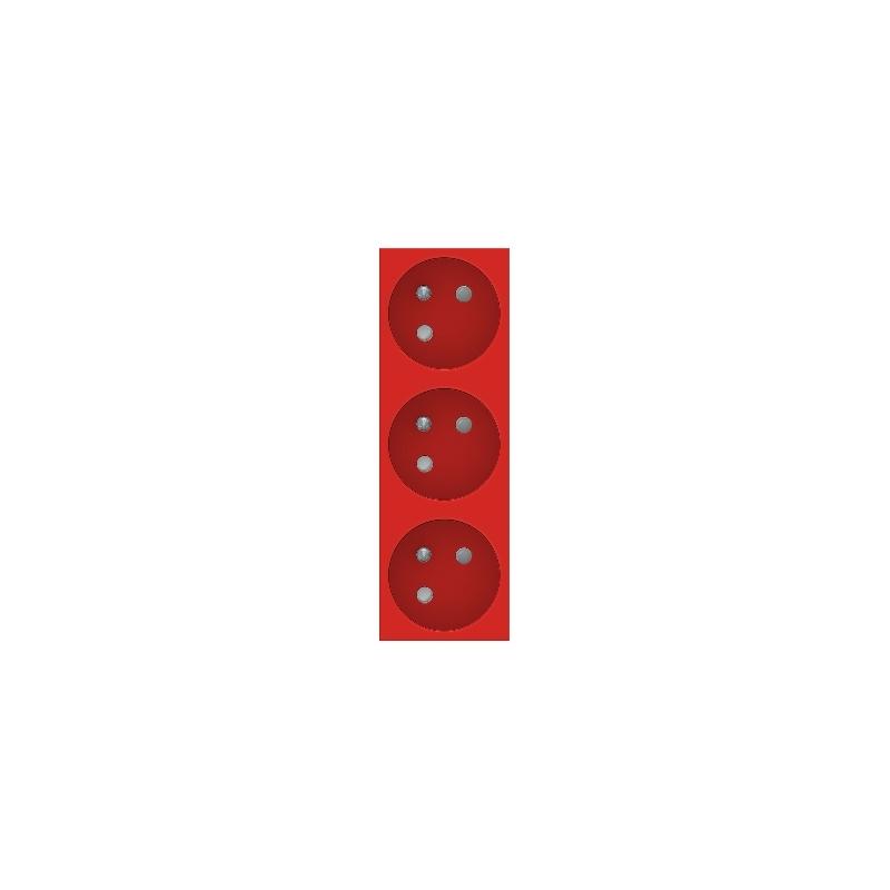 Unica prise triple 2P+T FR 45° Rouge méca seul SCHNEIDER NU307903