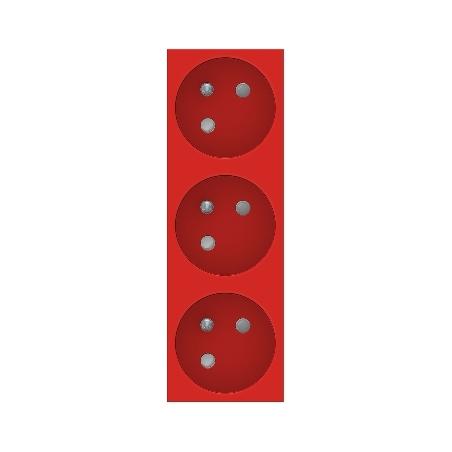 Unica prise triple 2P+T FR 45° Rouge méca seul SCHNEIDER NU307903