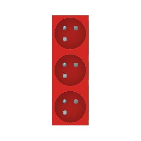 Unica prise triple 2P+T FR spéciale goulotte Rouge méca seul SCHNEIDER NU307903T