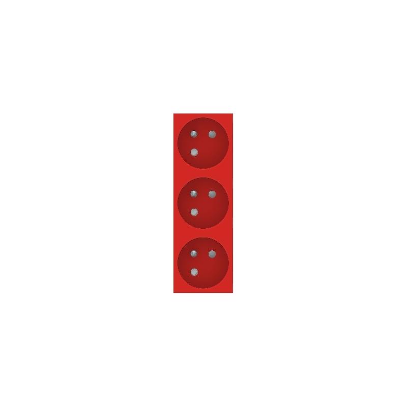 Unica prise triple 2P+T FR spéciale goulotte Rouge méca seul SCHNEIDER NU307903T