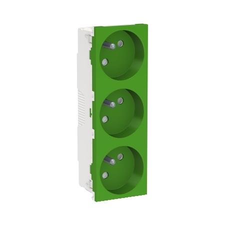Unica prise triple 2P+T FR 45° Vert méca seul SCHNEIDER NU307906