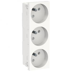 Unica prise triple 2P+T FR 45° Blanc méca seul SCHNEIDER NU307918 2