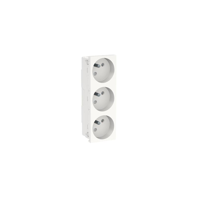 Unica prise triple 2P+T FR 45° Blanc méca seul SCHNEIDER NU307918