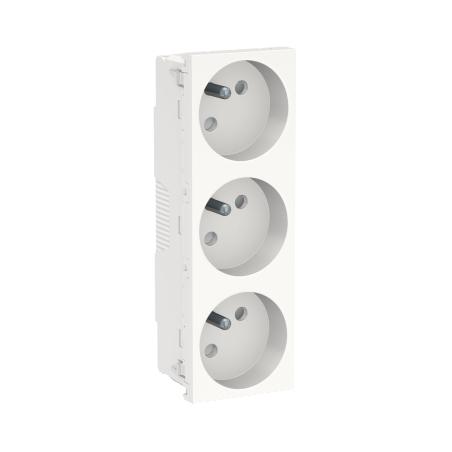 Unica prise triple 2P+T FR 45° Blanc méca seul SCHNEIDER NU307918