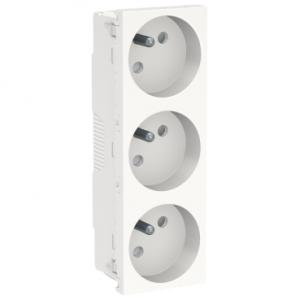 Unica prise triple 2P+T FR spéciale goulotte Blanc méca seul SCHNEIDER NU307918T 2