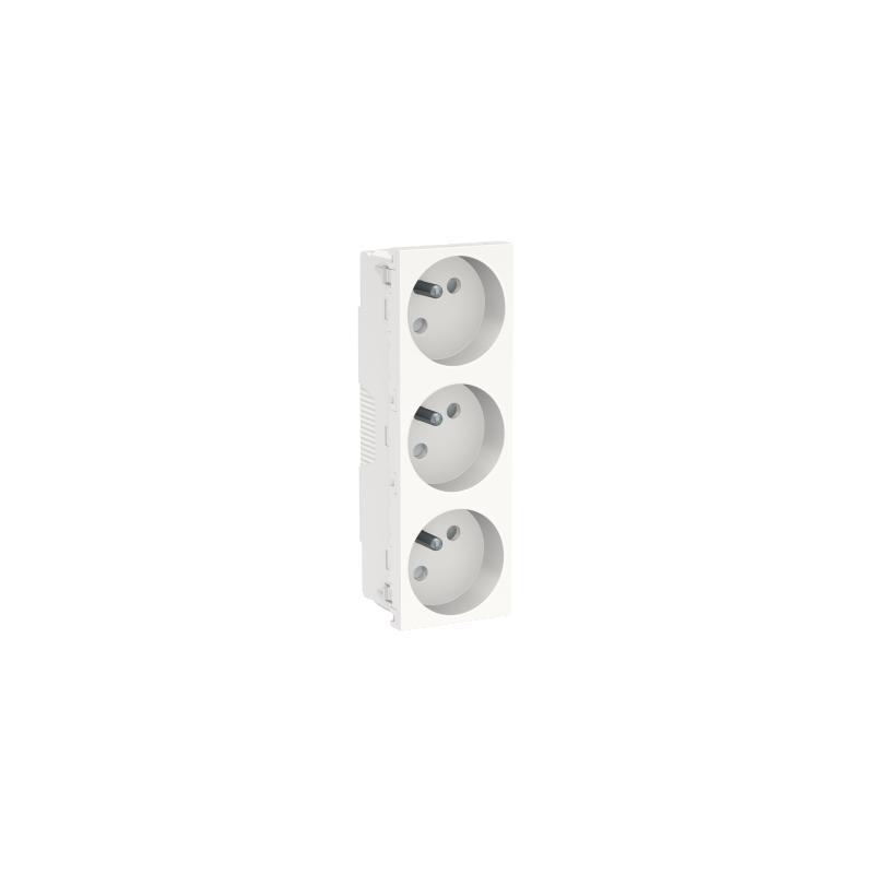 Unica prise triple 2P+T FR spéciale goulotte Blanc méca seul SCHNEIDER NU307918T