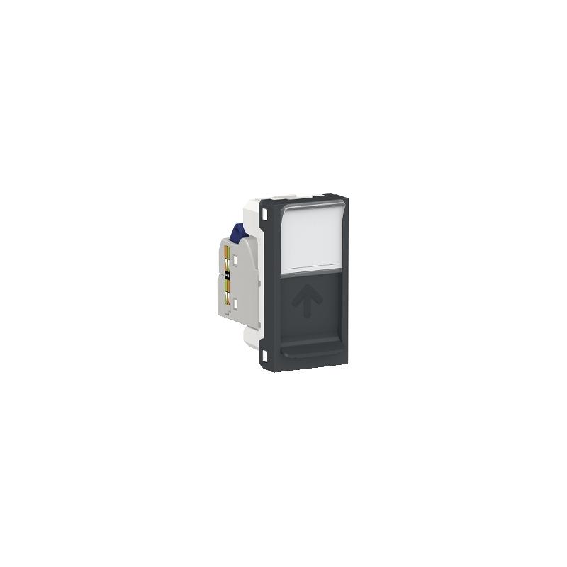 Unica prise RJ45 simple cat 6A FTP 1 mod Anthracite méca seul SCHNEIDER NU344854