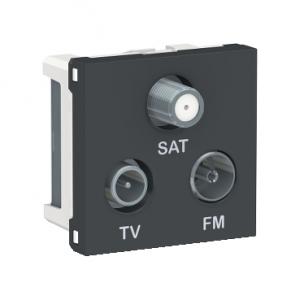 Unica prise TV + FM + SAT 2 mod Anthracite méca seul SCHNEIDER NU345054 2