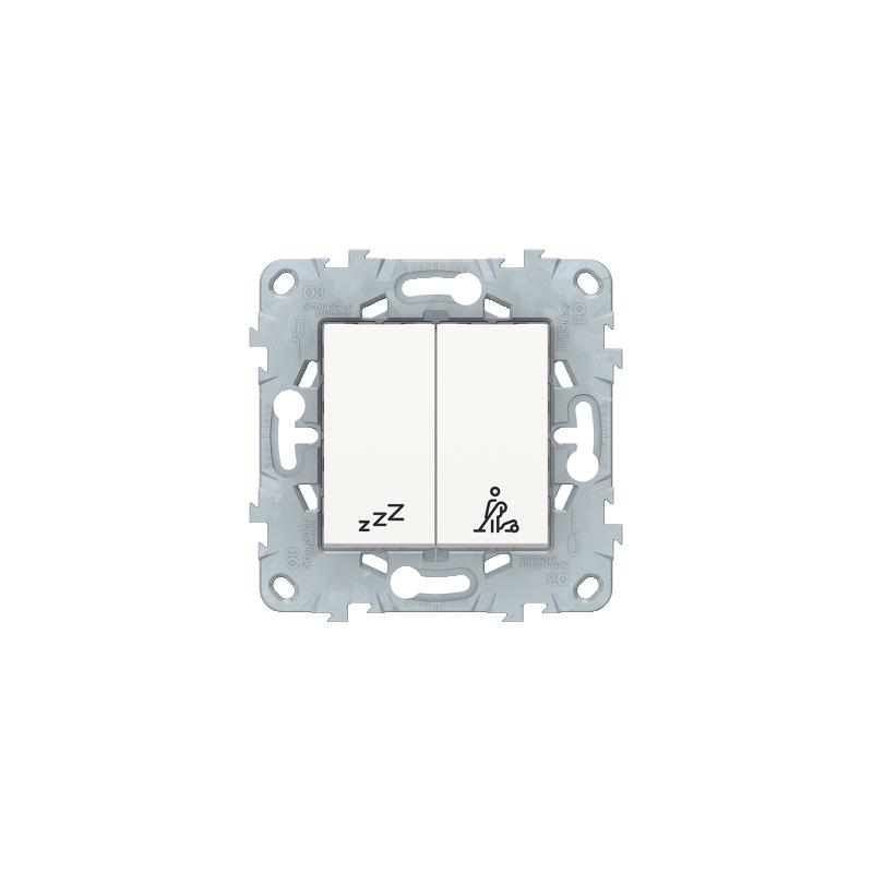 Unica commande pour indicateur de chambre hôtel Blanc mécanisme + support SCHNEIDER NU521718
